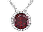 Red And White Cubic Zirconia Rhodium Over Sterling Silver Pendant With Chain 3.72ctw