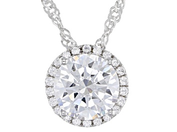 Picture of White Cubic Zirconia Rhodium Over Sterling Silver Pendant With Chain 3.73ctw