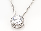 White Cubic Zirconia Rhodium Over Sterling Silver Pendant With Chain 3.73ctw