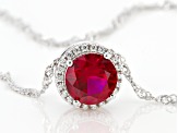 Lab Created Ruby And White Cubic Zirconia Rhodium Over Sterling Silver Pendant With Chain 2.41ctw