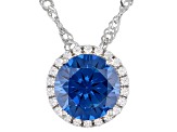 Blue And White Cubic Zirconia Rhodium Over Sterling Silver Pendant With Chain 3.51ctw