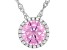 Pink And White Cubic Zirconia Rhodium Over Sterling Silver Pendant With Chain 3.72ctw