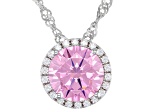 Pink And White Cubic Zirconia Rhodium Over Sterling Silver Pendant With Chain 3.72ctw