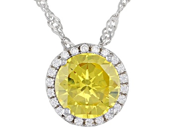 Picture of Yellow And White Cubic Zirconia Rhodium Over Sterling Silver Pendant With Chain 3.72ctw