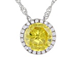 Yellow And White Cubic Zirconia Rhodium Over Sterling Silver Pendant With Chain 3.72ctw