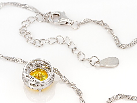 Yellow And White Cubic Zirconia Rhodium Over Sterling Silver Pendant With Chain 3.72ctw