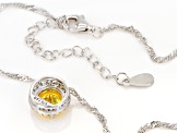 Yellow And White Cubic Zirconia Rhodium Over Sterling Silver Pendant With Chain 3.72ctw
