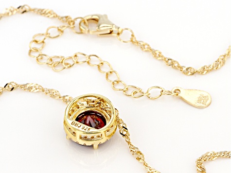 Red And White Cubic Zirconia 18k Yellow Gold over Sterling Silver Pendant With Chain 3.72ctw