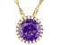Purple And White Cubic Zirconia 18k Yellow Gold Over Sterling Silver Pendant With Chain 3.81ctw
