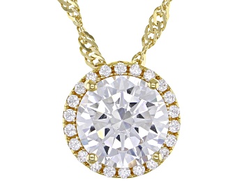 Picture of White Cubic Zirconia 18k Yellow Gold Over Sterling Silver Pendant With Chain 3.73ctw