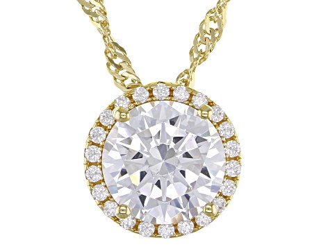 White Cubic Zirconia 18k Yellow Gold Over Sterling Silver Pendant With Chain 3.73ctw