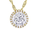 White Cubic Zirconia 18k Yellow Gold Over Sterling Silver Pendant With Chain 3.73ctw