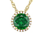 Green And White Cubic Zirconia 18k Yellow Gold Over Sterling Silver Pendant With Chain 3.31ctw