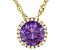 Lab Color Change Sapphire & White Cubic Zirconia 18k Yellow Gold Over Silver Pendant With Chain