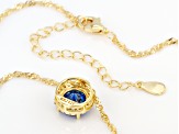 Blue And White Cubic Zirconia 18k Yellow Gold Over Silver pendant With Chain 3.51ctw