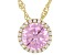 Pink And White Cubic Zirconia 18k Yellow Gold Over Sterling Silver Pendant With Chain 3.72ctw