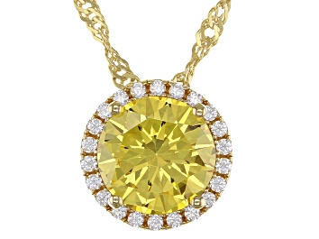 Picture of Yellow And White Cubic Zirconia 18k Yellow Gold Over Sterling Silver Pendant With Chain 3.72ctw