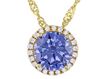 Picture of Blue And White Cubic Zirconia 18k Yellow Gold Over Sterling Silver 3.56ctw