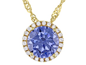 Blue And White Cubic Zirconia 18k Yellow Gold Over Sterling Silver 3.56ctw