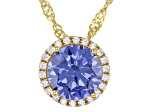 Blue And White Cubic Zirconia 18k Yellow Gold Over Sterling Silver 3.56ctw