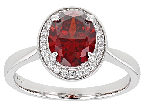 Red And White Cubic Zirconia Rhodium Over Sterling Silver Ring 3.27ctw ...