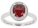 Red And White Cubic Zirconia Rhodium Over Sterling Silver Ring 3.27ctw