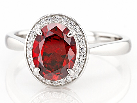 Red And White Cubic Zirconia Rhodium Over Sterling Silver Ring 3.27ctw