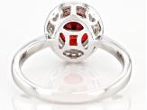 Red And White Cubic Zirconia Rhodium Over Sterling Silver Ring 3.27ctw
