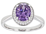 Purple And White Cubic Zirconia Rhodium Over Sterling Silver Ring 3.22ctw