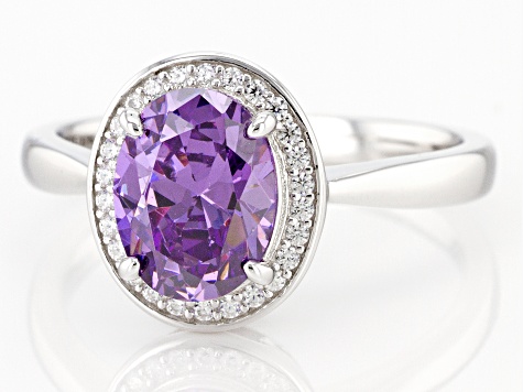 Purple And White Cubic Zirconia Rhodium Over Sterling Silver Ring 3.22ctw