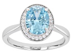 Light Blue And White Diamond Simulants Rhodium Over Sterling Silver Ring 3.00ctw