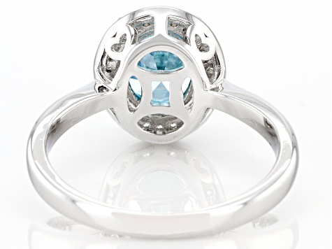 Light Blue And White Diamond Simulants Rhodium Over Sterling  display picture 1