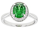 Green And White Cubic Zirconia Rhodium Over Sterling Silver Ring 3.07ctw