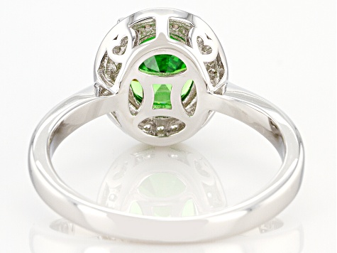 Green And White Cubic Zirconia Rhodium Over Sterling Silver Ring 3.07ctw