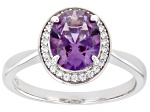 Lab Created Color Change Sapphire And White Cubic Zirconia Rhodium Over Sterling Silver Ring 2.30ctw