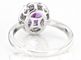 Lab Created Color Change Sapphire And White Cubic Zirconia Rhodium Over Sterling Silver Ring 2.30ctw