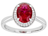 Lab Created Ruby and White Cubic Zirconia Rhodium Over Sterling Silver Ring 2.33ctw