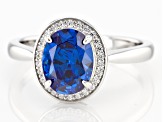 Blue And White Cubic Zirconia Rhodium Over Sterling Silver Ring 3.30ctw