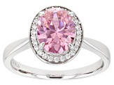 Pink And White Cubic Zirconia Rhodium Over Sterling Silver Ring 3.28ctw