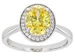 Yellow And White Diamond Simulants Rhodium Over Sterling Silver Ring 3.27ctw
