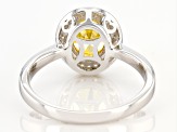 Yellow And White Diamond Simulants Rhodium Over Sterling Silver Ring 3.27ctw