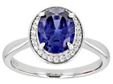 Blue And White Diamond Simulants Rhodium Over Sterling Silver Ring 3.22ctw