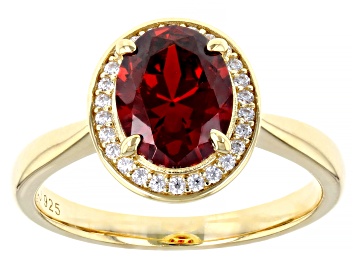 Picture of Red And White Cubic Zirconia 18k Yellow Gold Over Silver Ring 3.27ctw