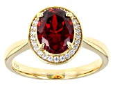 Red And White Cubic Zirconia 18k Yellow Gold Over Silver Ring 3.27ctw