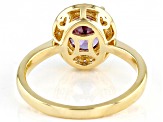 Purple And White Cubic Zirconia 18k Yellow Gold Over Sterling Silver Ring 3.22ctw