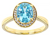 Light Blue And White Cubic Zirconia 18k Yellow Gold Over Sterling Silver Ring 3.00ctw