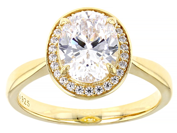 White Cubic Zirconia 18k Yellow Gold Over Sterling Silver Ring 3.63ctw