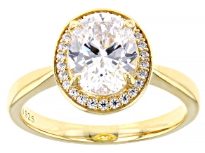 White Cubic Zirconia 18k Yellow Gold Over Sterling Silver Ring 3.63ctw