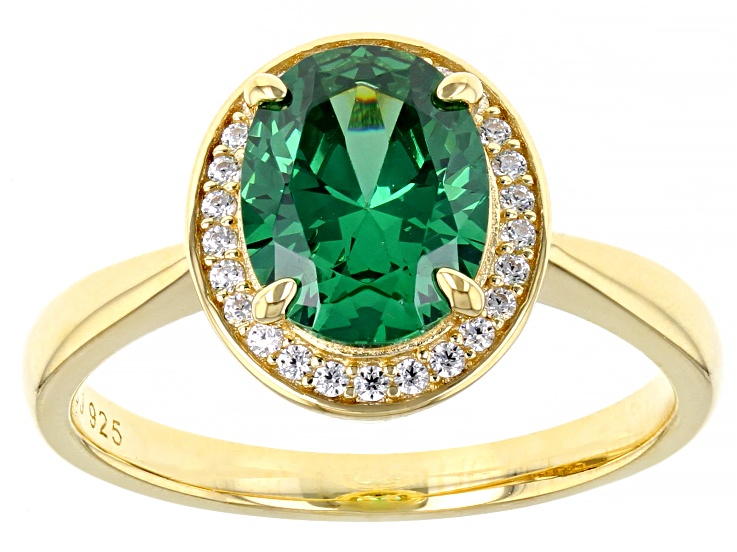 Green And White Cubic Zirconia 18k Yellow Gold Over Sterling Silver Ring 3.07ctw