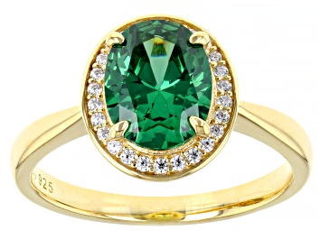 Picture of Green And White Cubic Zirconia 18k Yellow Gold Over Sterling Silver Ring 3.07ctw